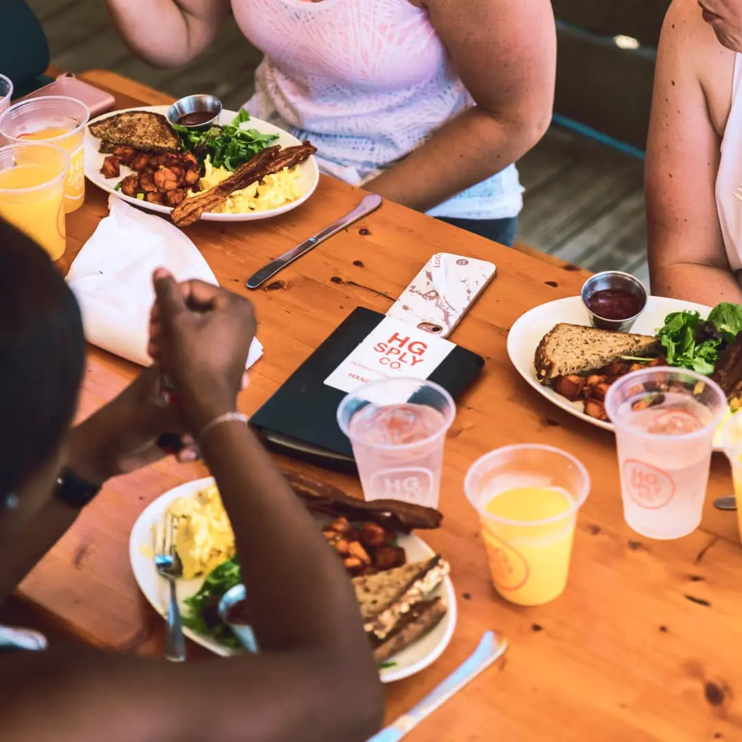 Guests sharing a meal together